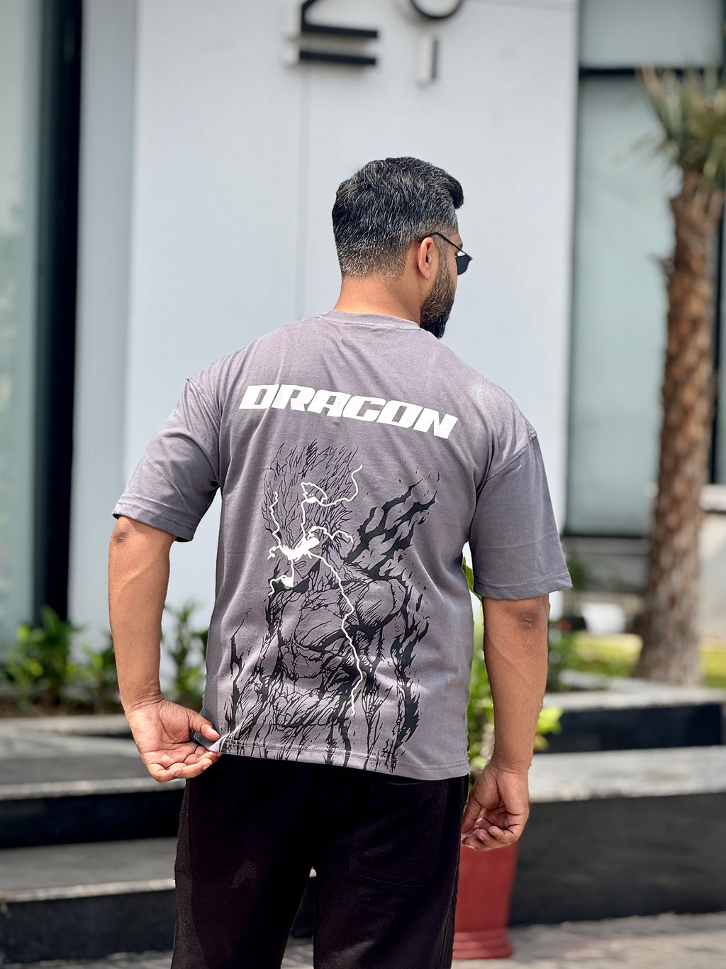 Dragon Anime Gray Oversized Tee