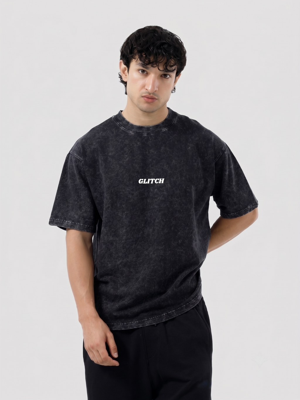 Black 'ACID WASHED' Oversized Tee