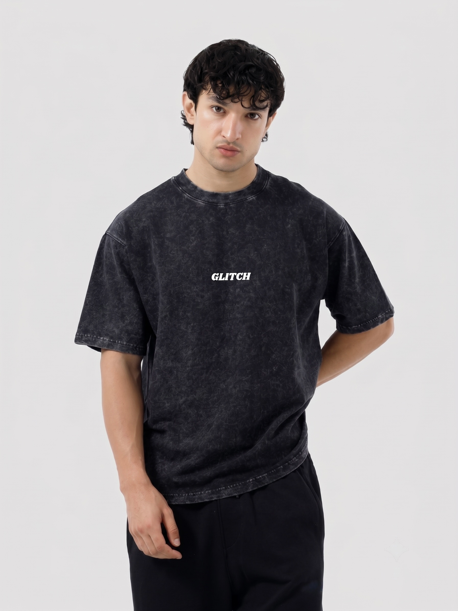 Black 'ACID WASHED' Oversized Tee