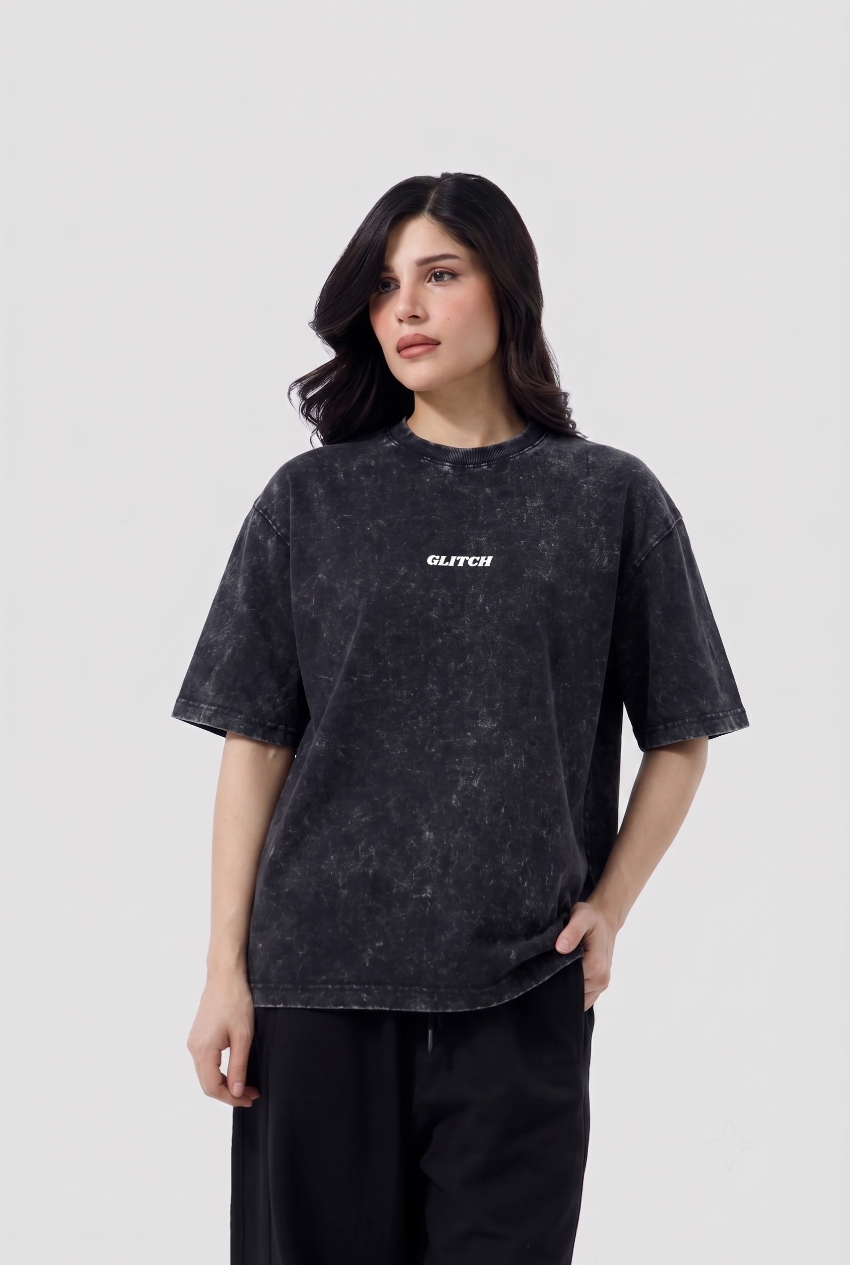 Black 'ACID WASHED' Oversized Tee