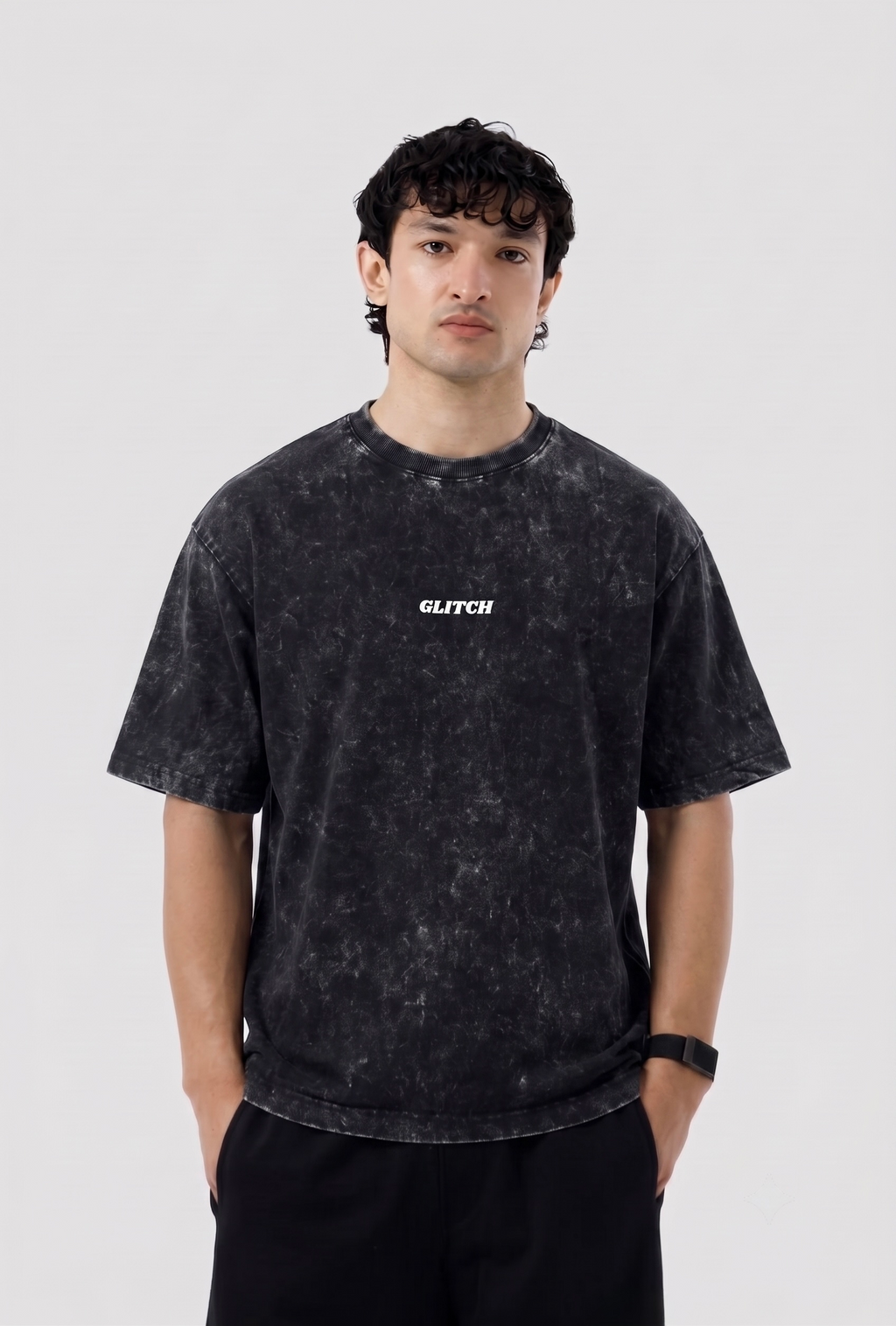 Black 'ACID WASHED' Oversized Tee