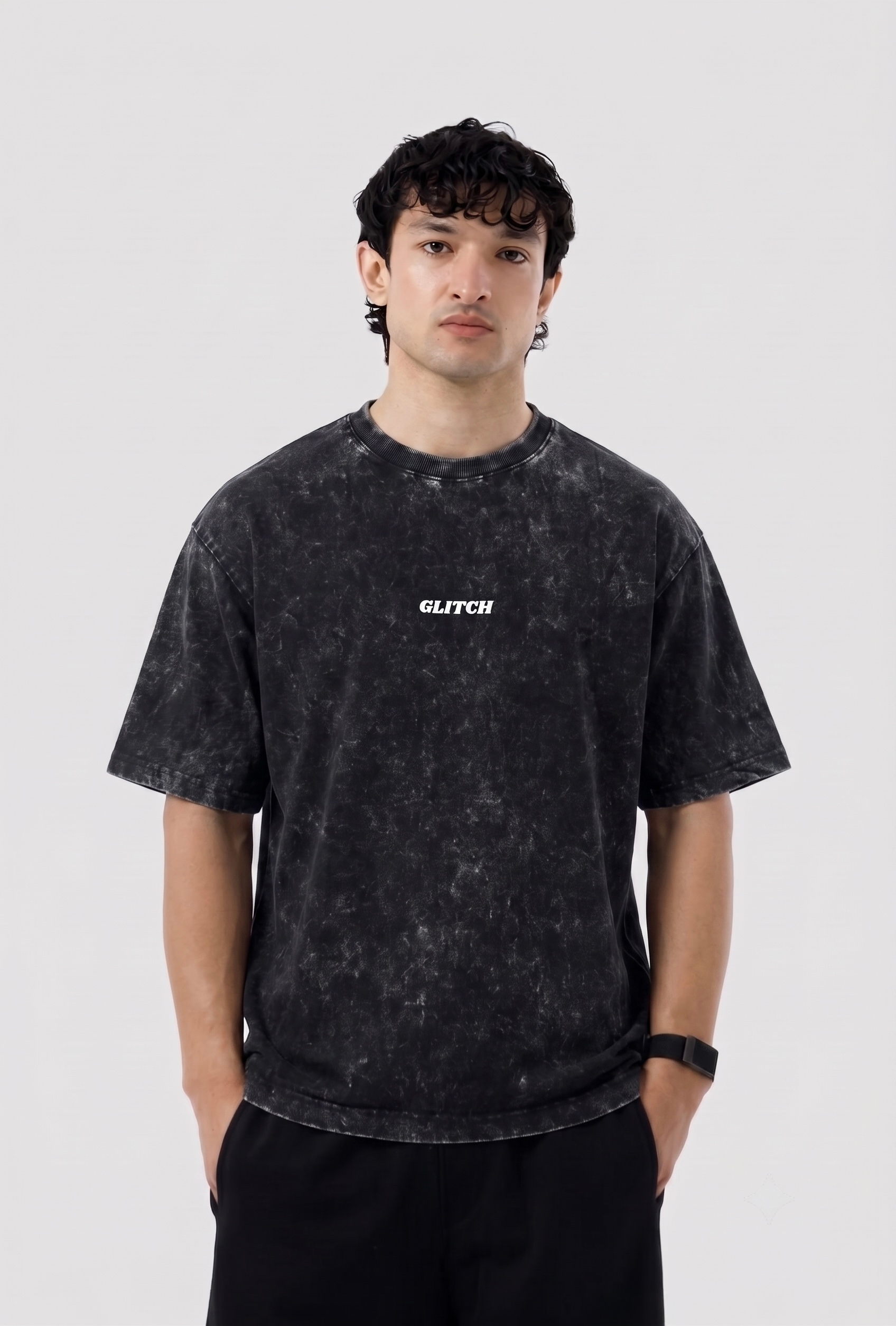 Black 'ACID WASHED' Oversized Tee