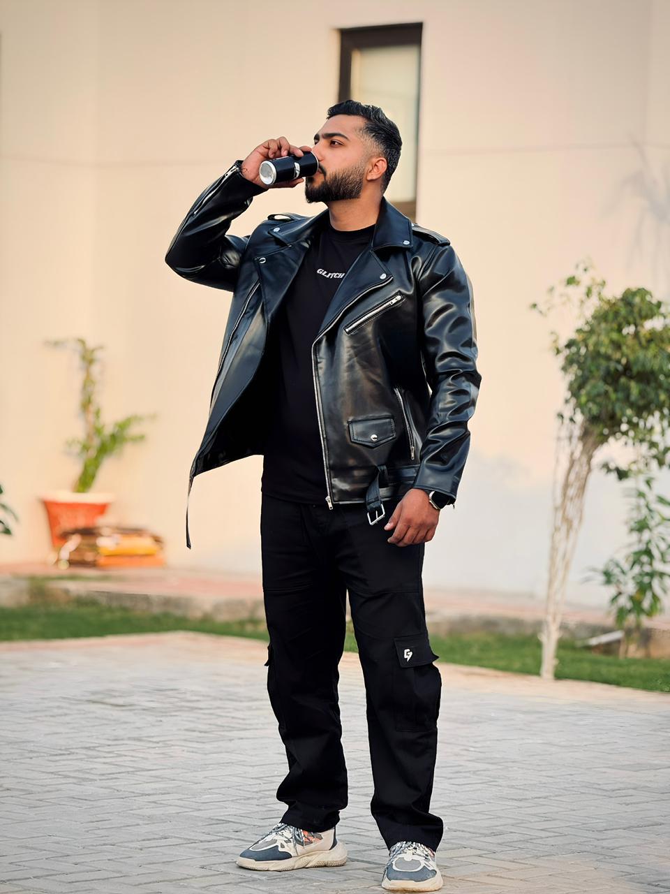 Biker Leather Jacket Black