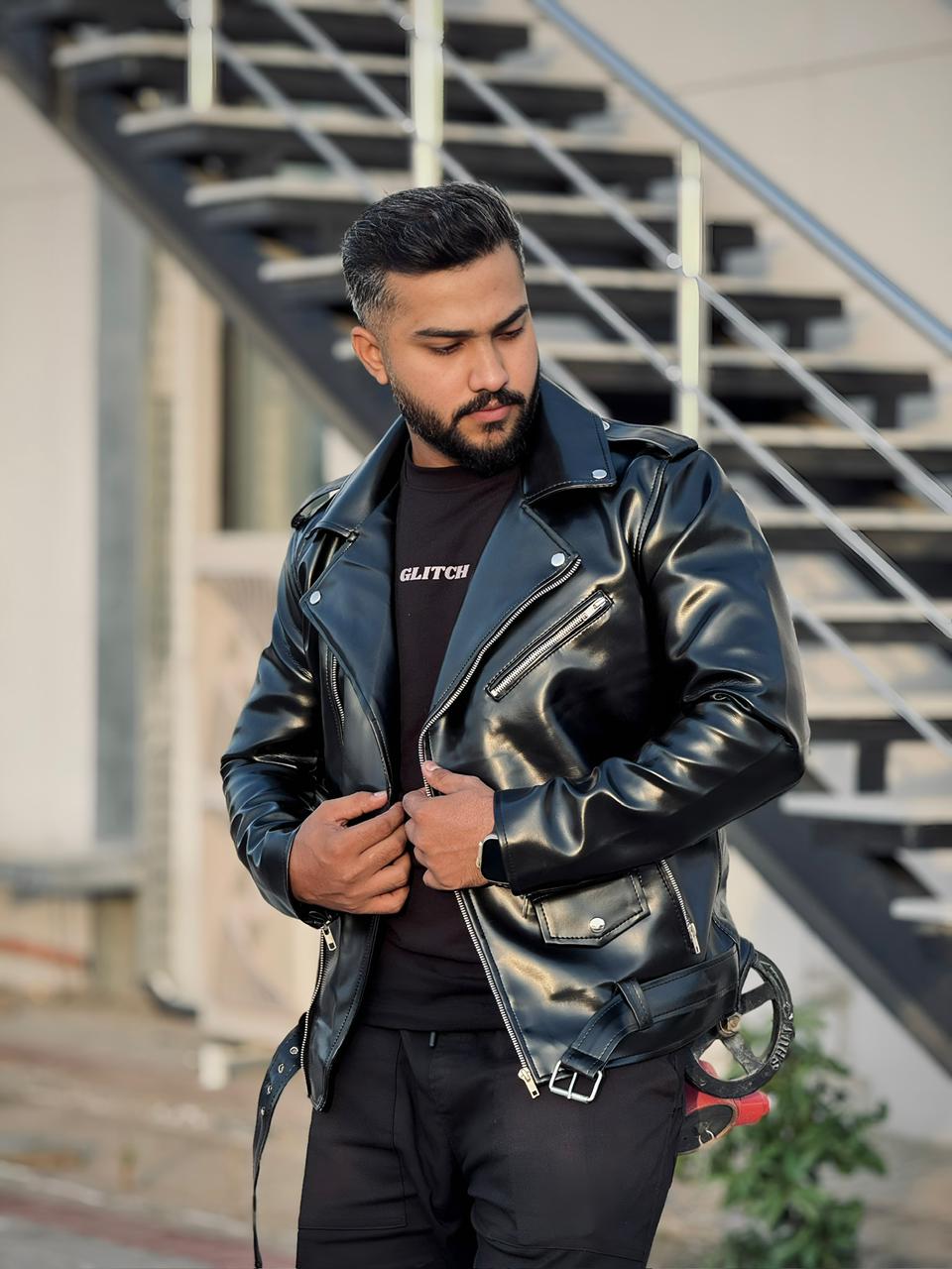 Biker Leather Jacket Black