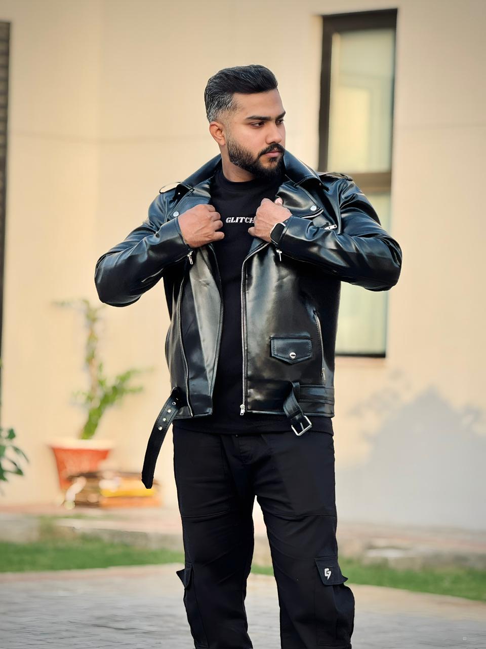 Biker Leather Jacket Black