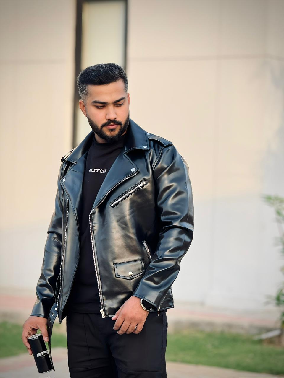 Biker Leather Jacket Black