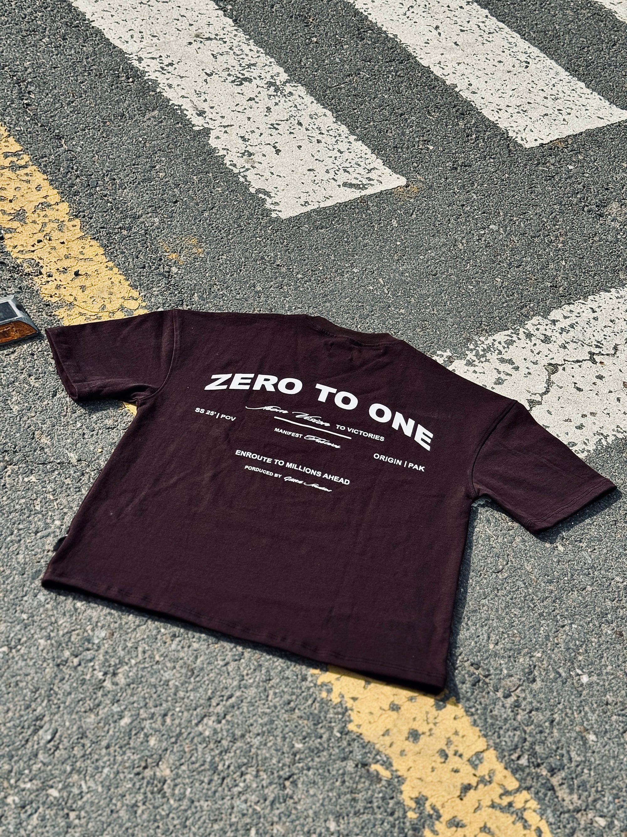 Zero To One Brown Oversized Tee