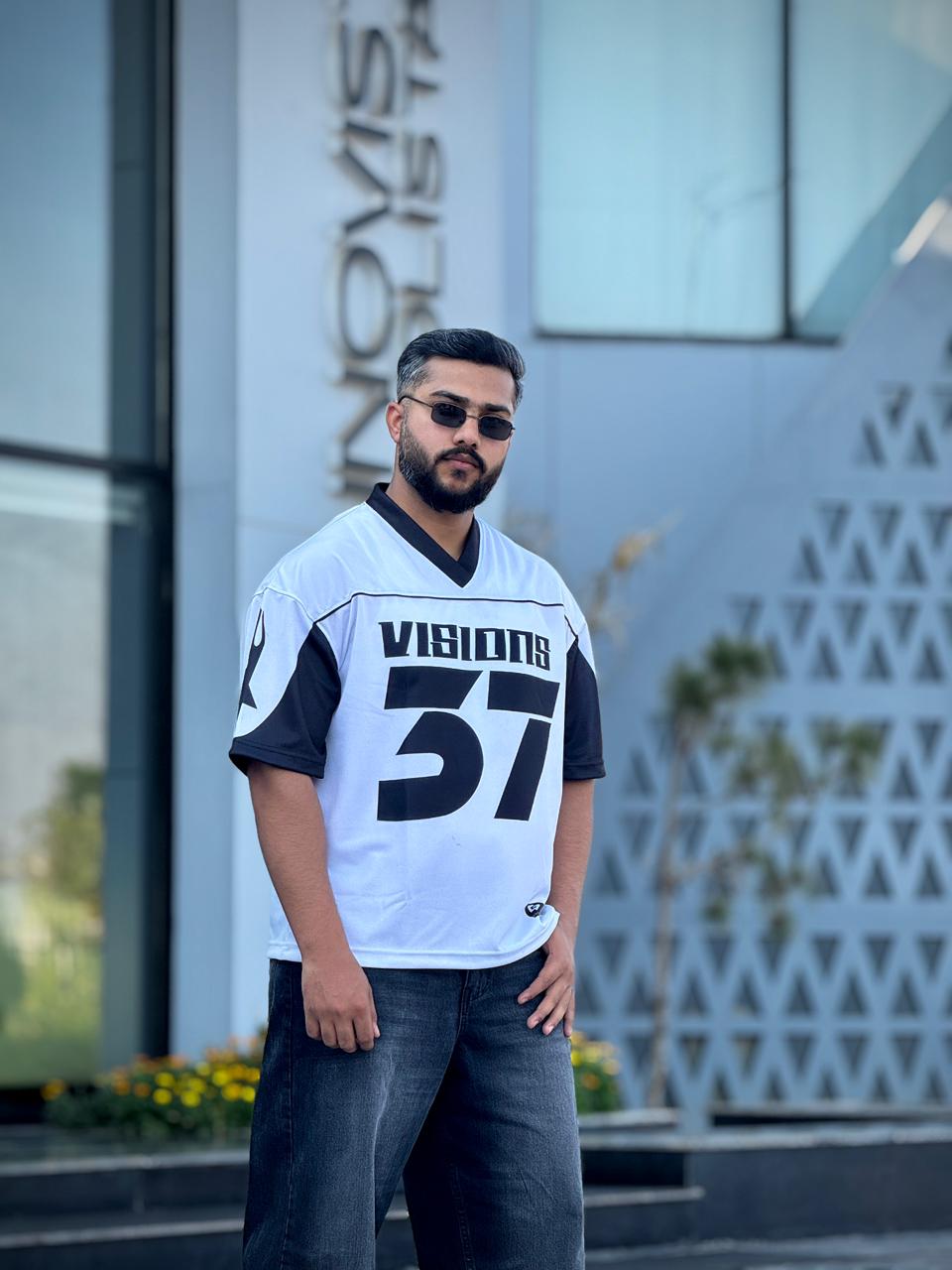 Vision "37" White Piping Oversized Mesh Jersey