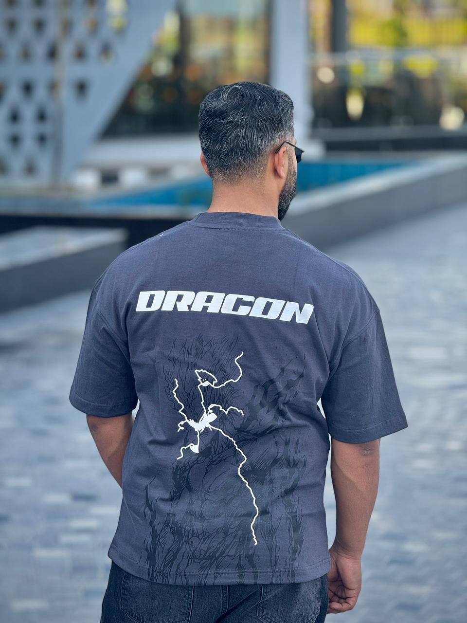 Dragon Anime Gray Oversized Tee