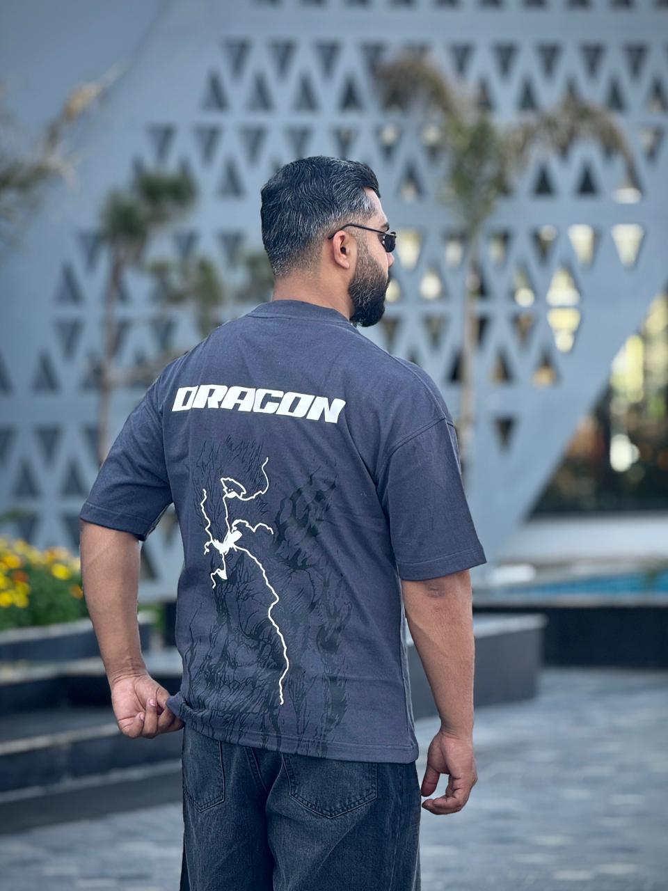 Dragon Anime Gray Oversized Tee