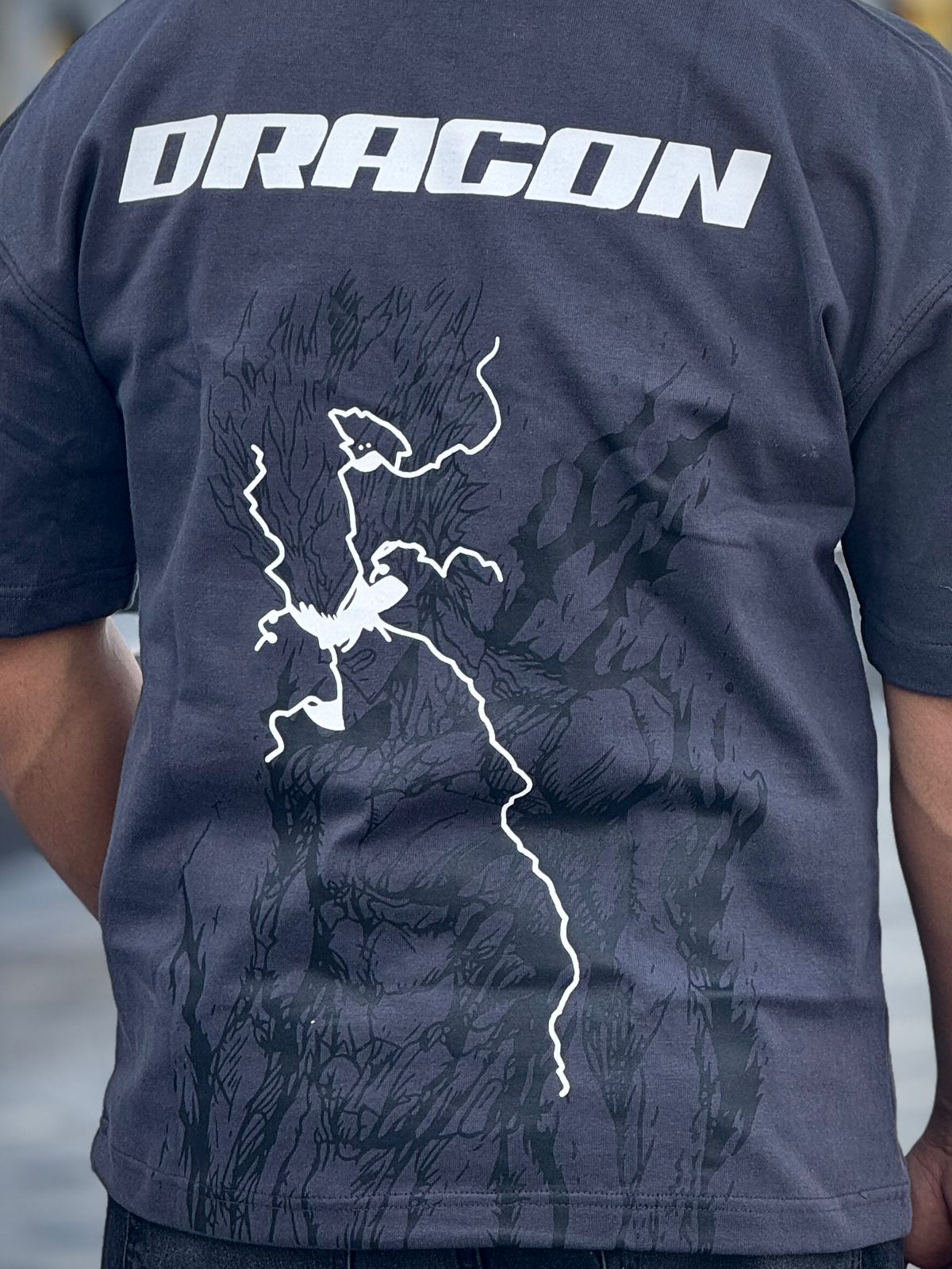 Dragon Anime Gray Oversized Tee
