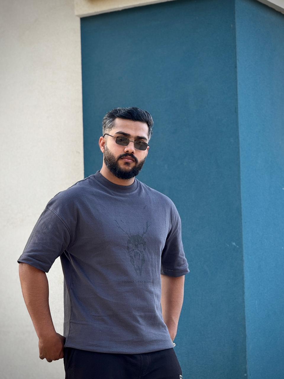 Dragon Anime Gray Oversized Tee