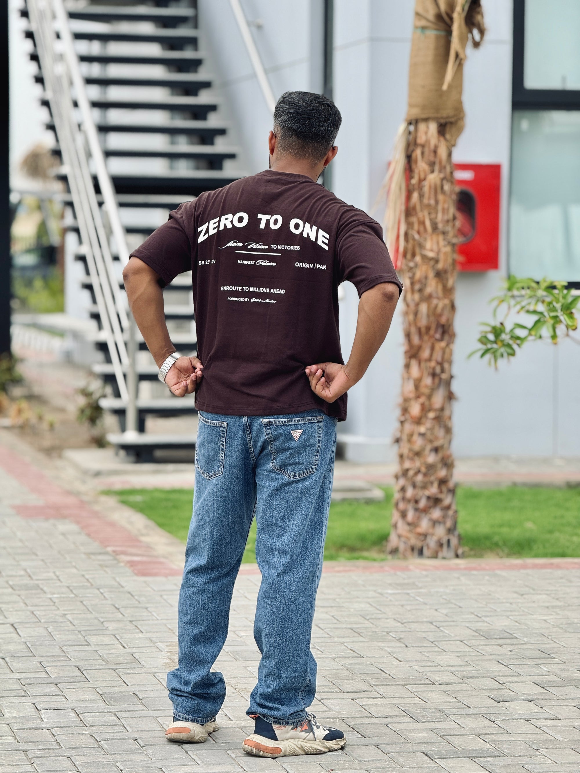 Zero To One Brown Oversized Tee