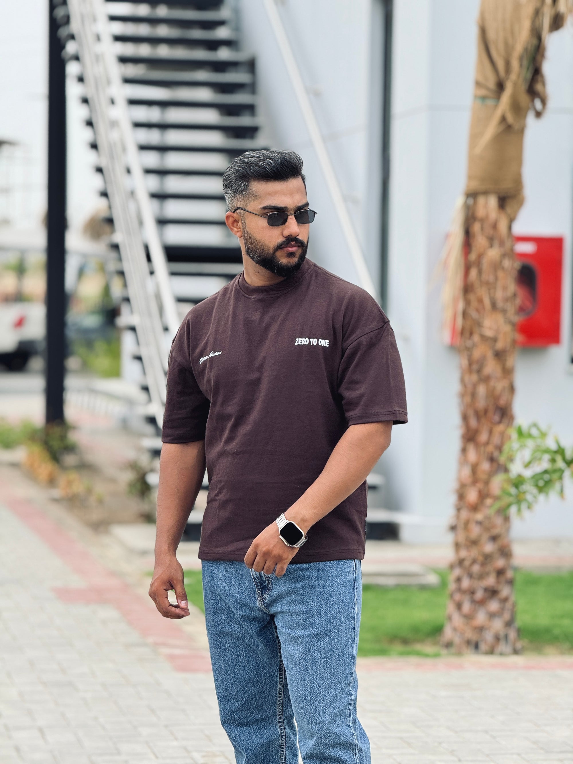 Zero To One Brown Oversized Tee