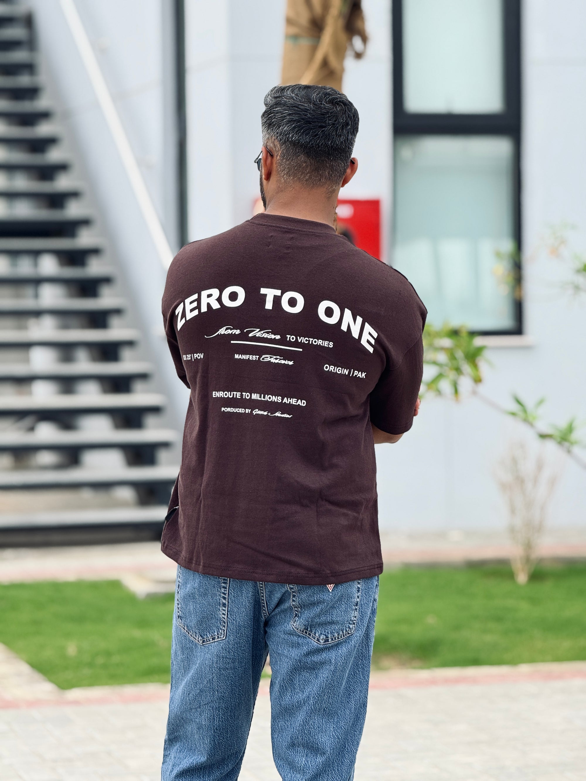 Zero To One Brown Oversized Tee